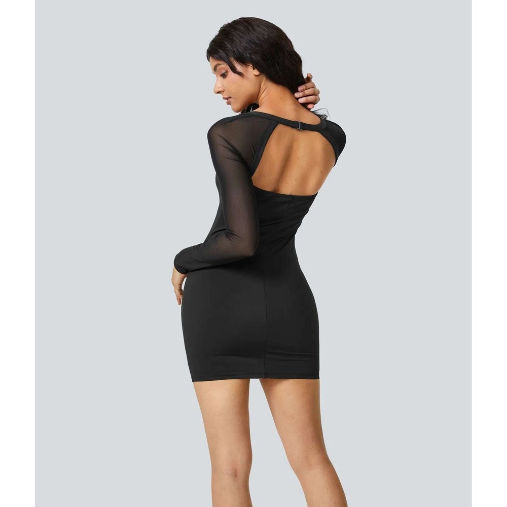 Halara Softlyzero Black Square Neck Backless Body… - image 2